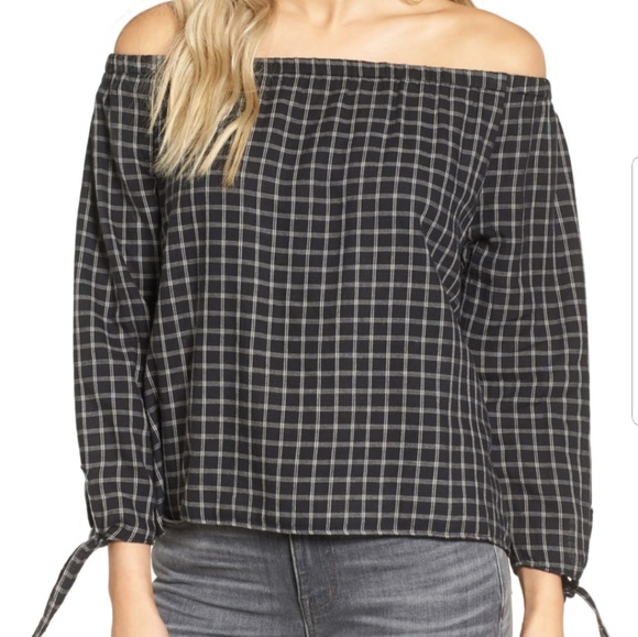 Madewell Tops - Madewell Off the Shoulder Black Top Sz L
